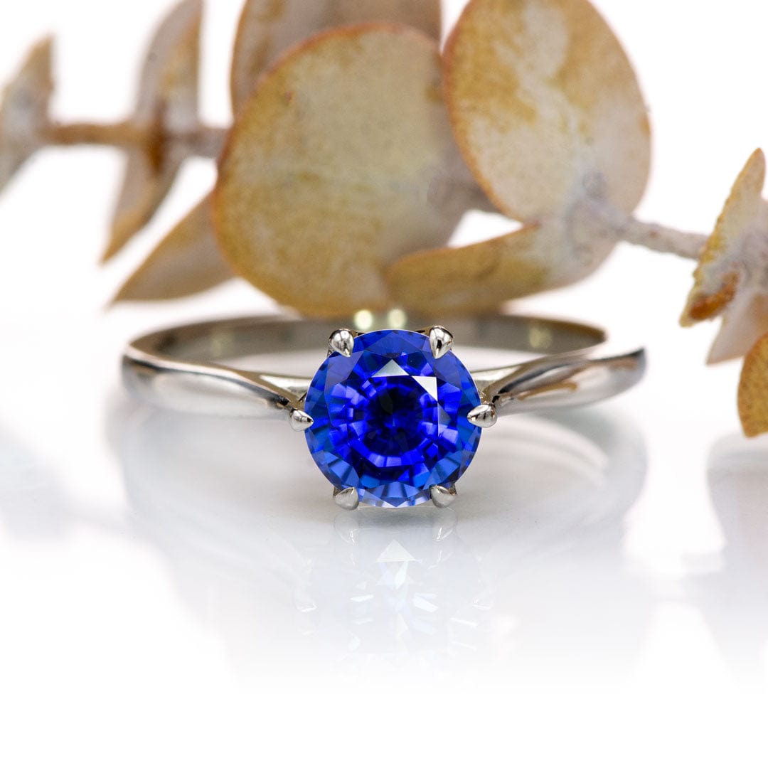 Dahlia Round Blue Sapphire 6-Prong Solitaire Engagement Ring Ring by Nodeform