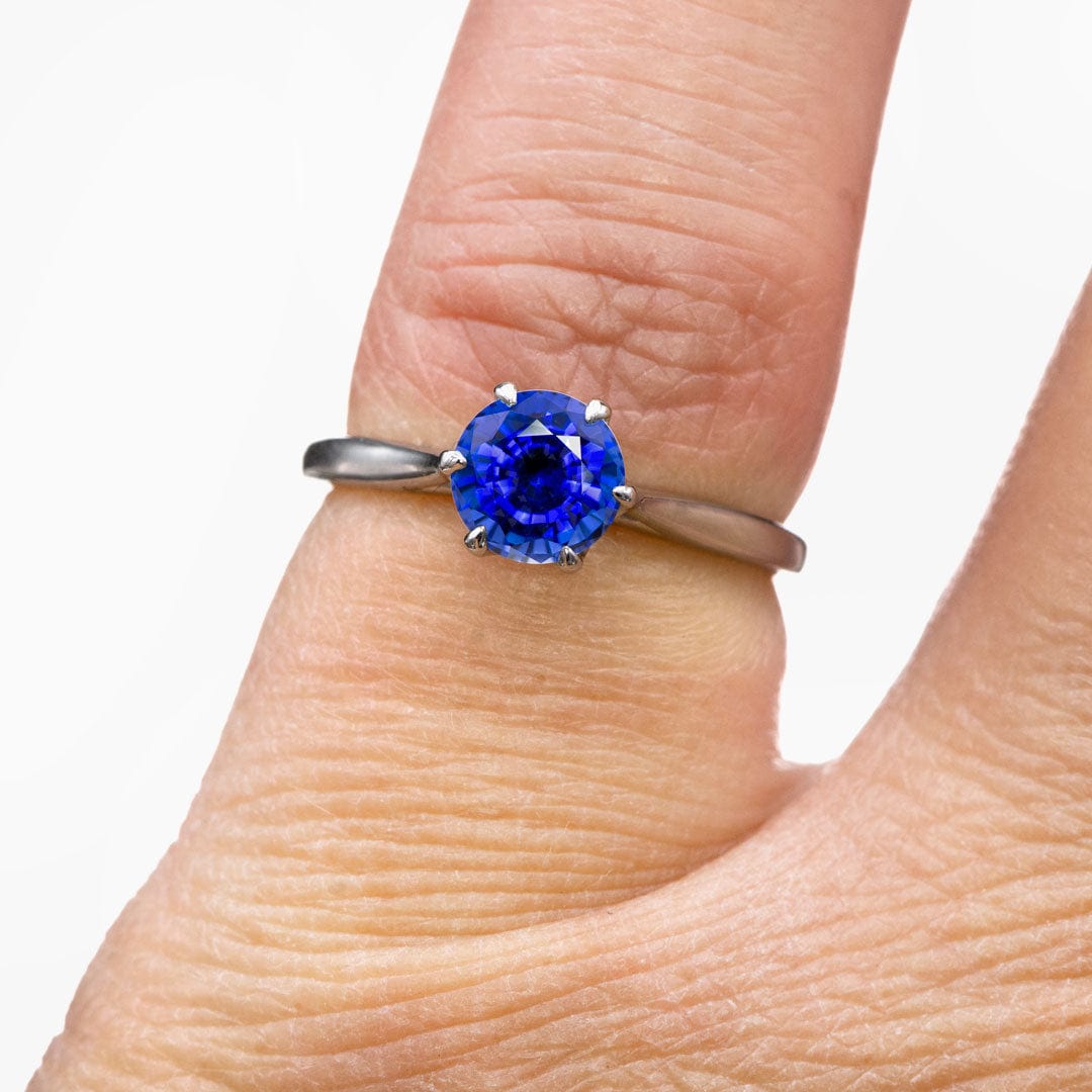 Dahlia Round Blue Sapphire 6-Prong Solitaire Engagement Ring Ring by Nodeform