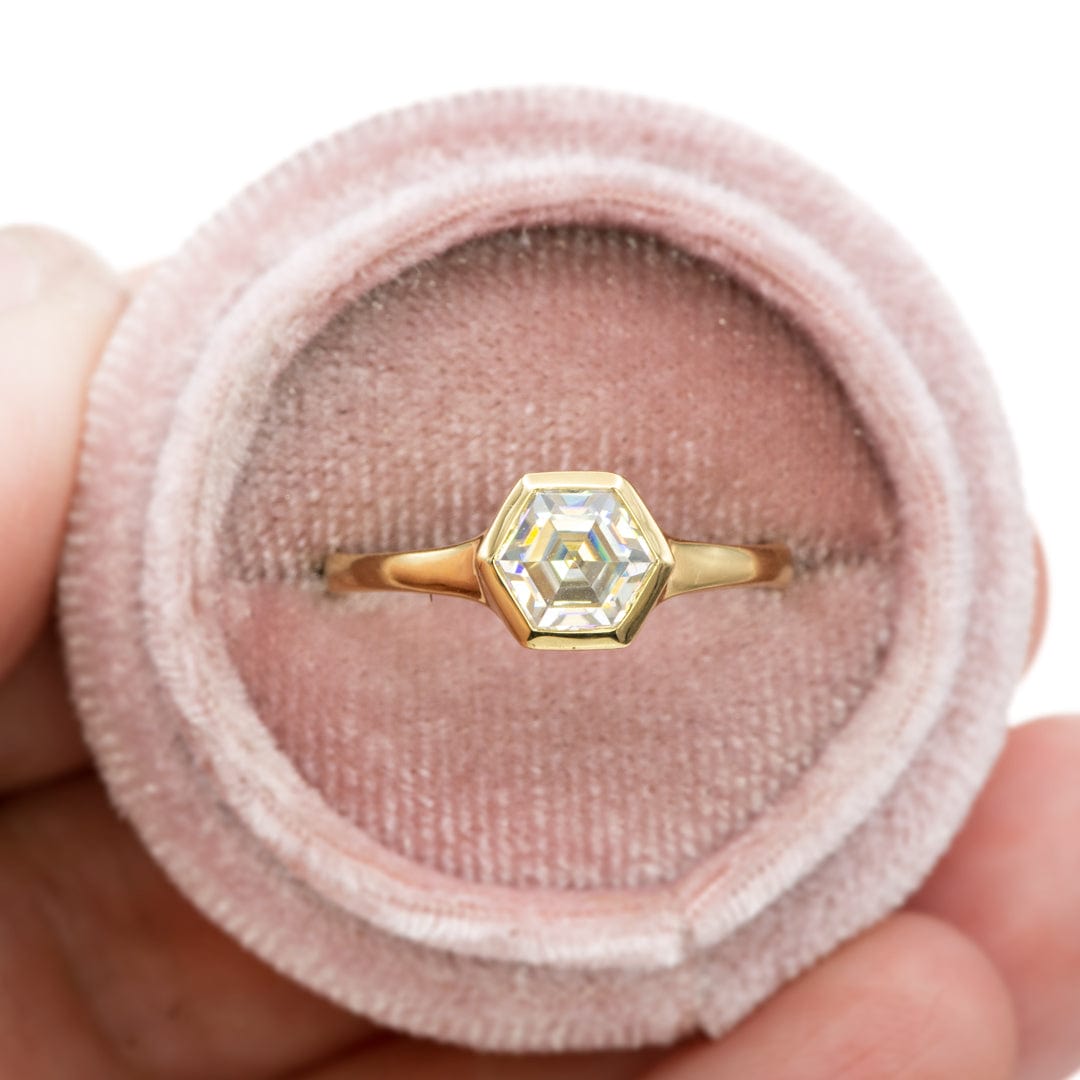 Hexagon Bezel Signet Solitaire Engagement Ring - Setting only Ring Setting by Nodeform
