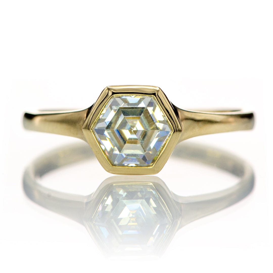 Hexagon Bezel Signet Solitaire Engagement Ring - Setting only Ring Setting by Nodeform