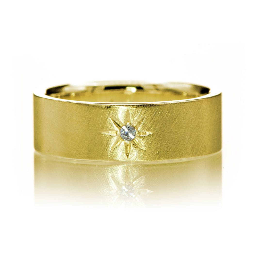 Star Setting Diamond Ring 14k Gold Wedding Band With Diamond
