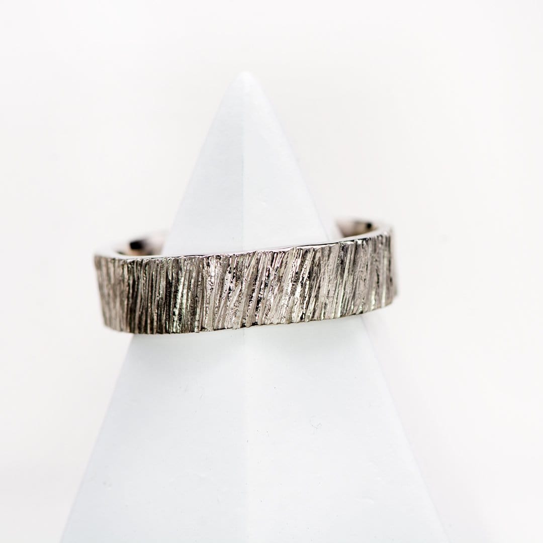 5.5mm Wide Sterling Silver Saw Cut Texture Wedding Band, Ready to Ship Ring Ready To Ship by Nodeform