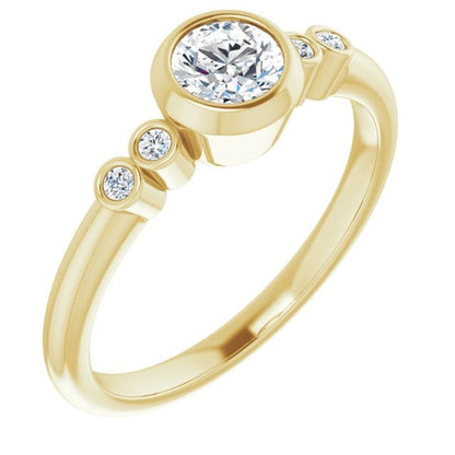 Round Diamond Brooklynn Bezel Set Accented Engagement Ring Ring by Nodeform