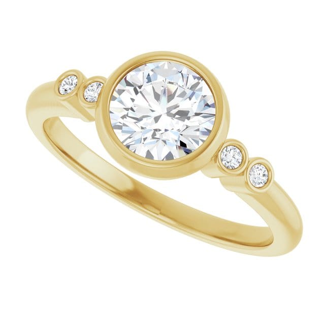 Round Diamond Brooklynn Bezel Set Accented Engagement Ring 18k Yellow Gold / 1.0ct/~6.5mm Lab Grown Diamond F/VS Ring by Nodeform