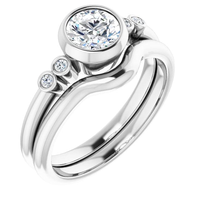 Round Diamond Brooklynn Bezel Set Accented Engagement Ring Ring by Nodeform