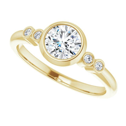 Round Diamond Brooklynn Bezel Set Accented Engagement Ring 18k Yellow Gold / 0.75ct/~5.7mm Lab Grown Diamond F/VS Ring by Nodeform