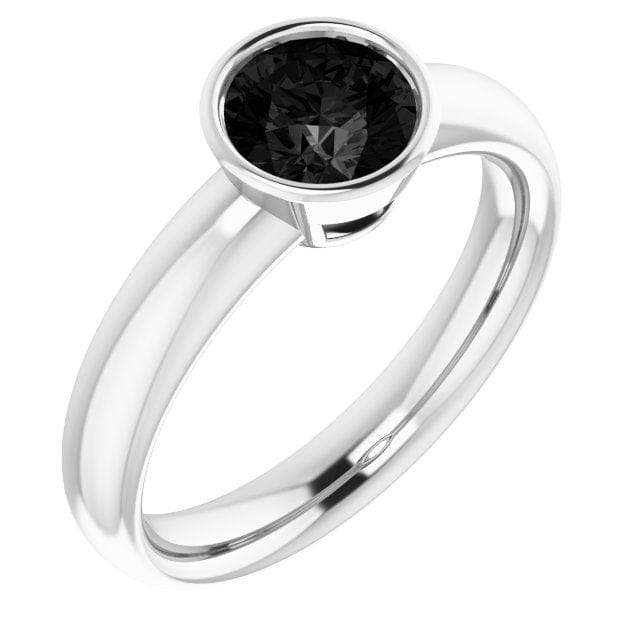 Round 1ct Black Diamond Low Profile Bezel Solitaire Engagement Ring Ring by Nodeform