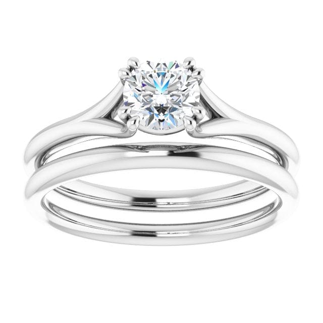 Round Diamond Double Prong Woven Setting Solitaire Engagement Ring Ring by Nodeform