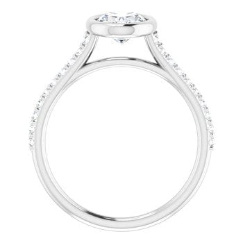 Oval Moissanite Sonia Bezel Set Diamond Accented Cathedral Engagement Ring Ring by Nodeform