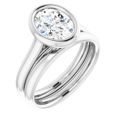 Oval Moissanite Olivia Ring Bezel Solitaire Engagement Ring Ring by Nodeform