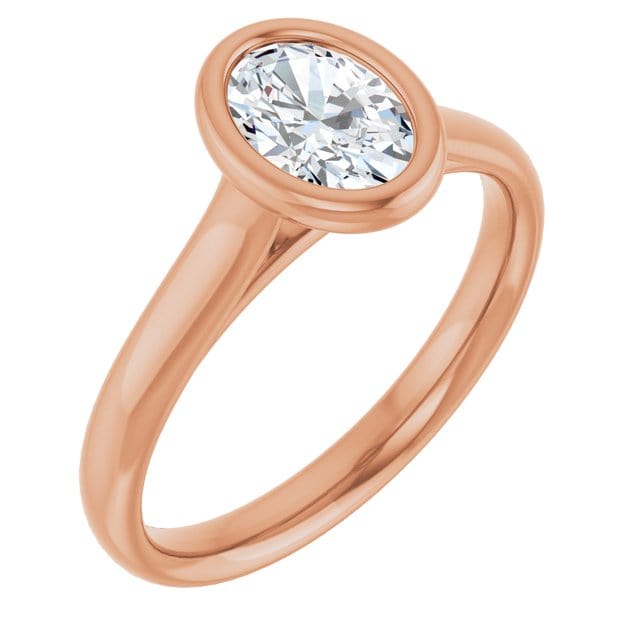 Oval Moissanite Olivia Ring Bezel Solitaire Engagement Ring 7x5mm Colorless Moissanite / 14k Rose Gold Ring by Nodeform