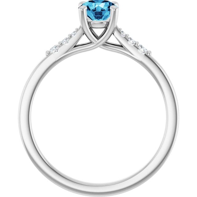 Blue Moissanite Prong Set Natalie Engagement Ring with Accented Cathedral Shank Ring by Nodeform