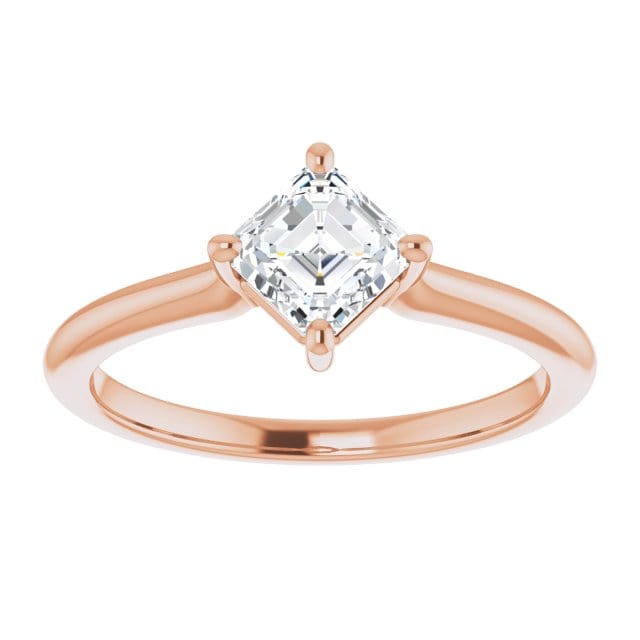 Asscher Cut Moissanite Compass Prong Set Cora Solitaire Engagement Ring 14k Rose Gold / 5mm Asscher Moissanite Ring by Nodeform