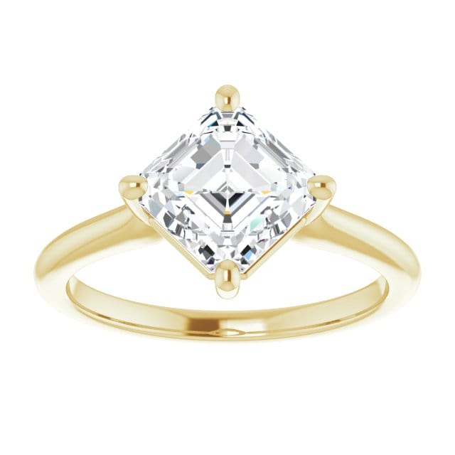 Asscher Cut Moissanite Compass Prong Set Cora Solitaire Engagement Ring 14k Yellow Gold / 7mm Asscher Moissanite Ring by Nodeform