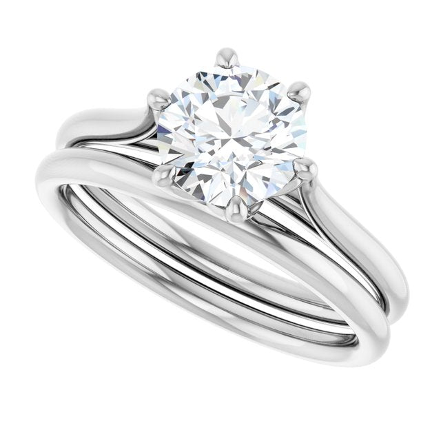 Dahlia - Six Prong Set Narrow Cathedral Solitaire Engagement Ring - Setting only