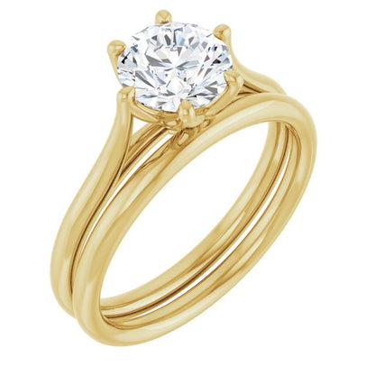 Dahlia - Six Prong Set Narrow Cathedral Solitaire Engagement Ring - Setting only
