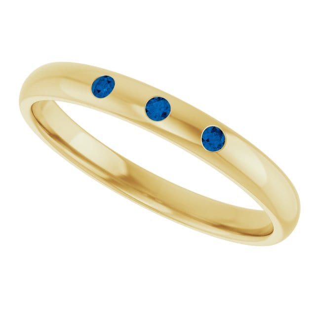 Dana Ring - Narrow 2.5mm or 4mm wide 3 Blue Sapphire Flush Set Domed Wedding Band Ring by Nodeform