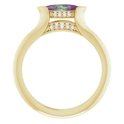 Maya Ring - Sideways Set Marquise Alexandrite Diamond Accented Engagement Ring Ring by Nodeform