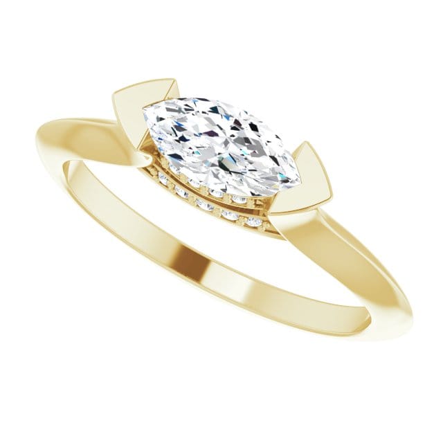 Maya Ring - Sideways Set Marquise Diamond Accented Engagement Ring Ring by Nodeform
