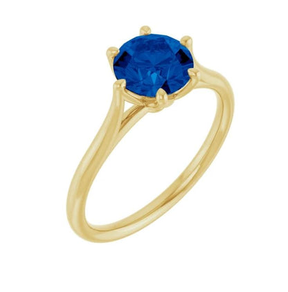 Dahlia Round Blue Sapphire 6-Prong Solitaire Engagement Ring Ring by Nodeform