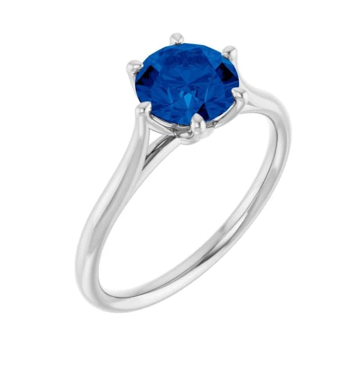 Dahlia Round Blue Sapphire 6-Prong Solitaire Engagement Ring Ring by Nodeform