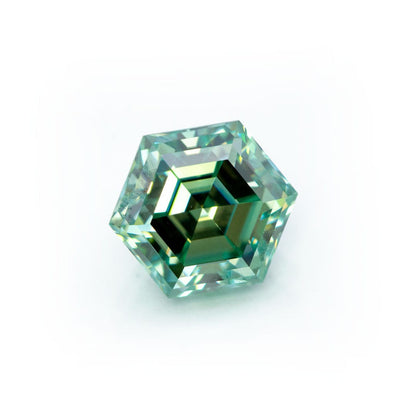 Hexagon Step Cut Teal Blue Moissanite Gemstone Loose Gemstone by Nodeform