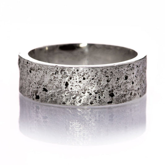 7mm Concrete Texture Sterling Silver Wedding Band, Ready to Ship size 8.5 to 9.5 Ring by Nodeform