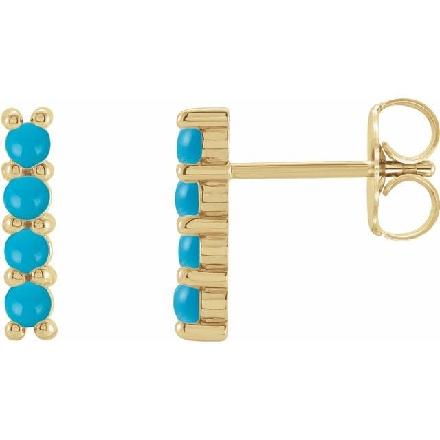 Turquoise Bar Studs Gold or Platinum Earrings Earrings by Nodeform