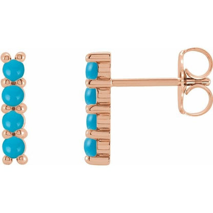 Turquoise Bar Studs Gold or Platinum Earrings Earrings by Nodeform