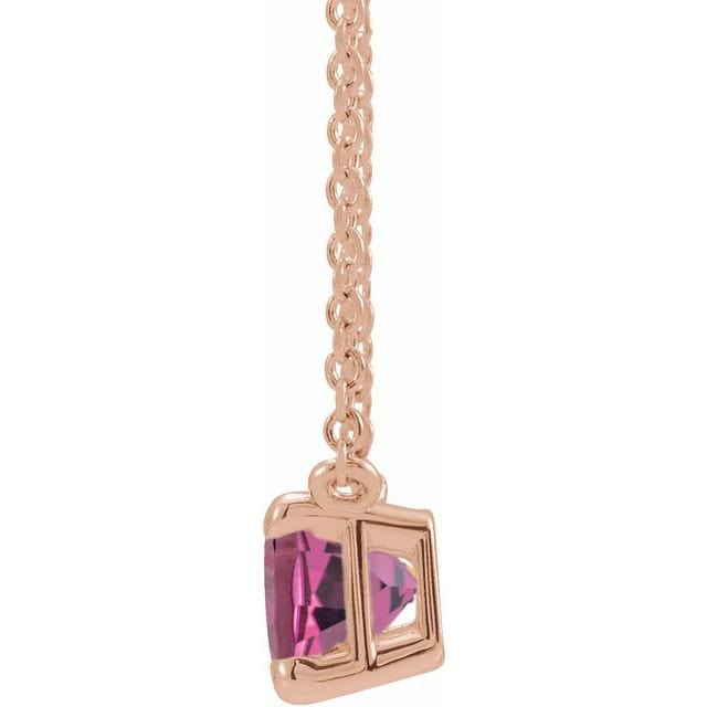 Emerald Cut Pink Tourmaline  Prong Set Pendant Necklace Necklace / Pendant by Nodeform