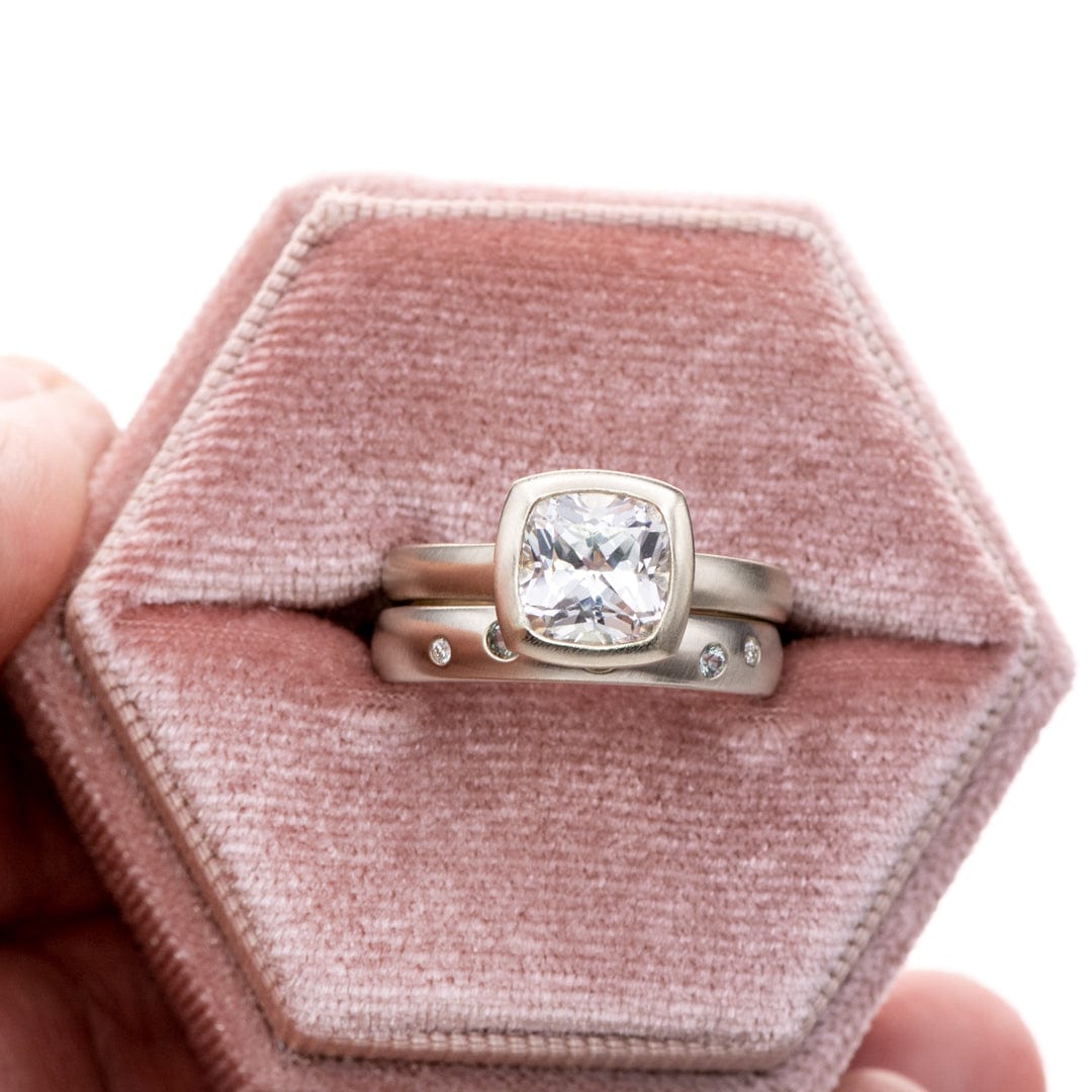 Square Cushion Cut Lab Created White Sapphire Gemstone Loose Gemstone by Nodeform