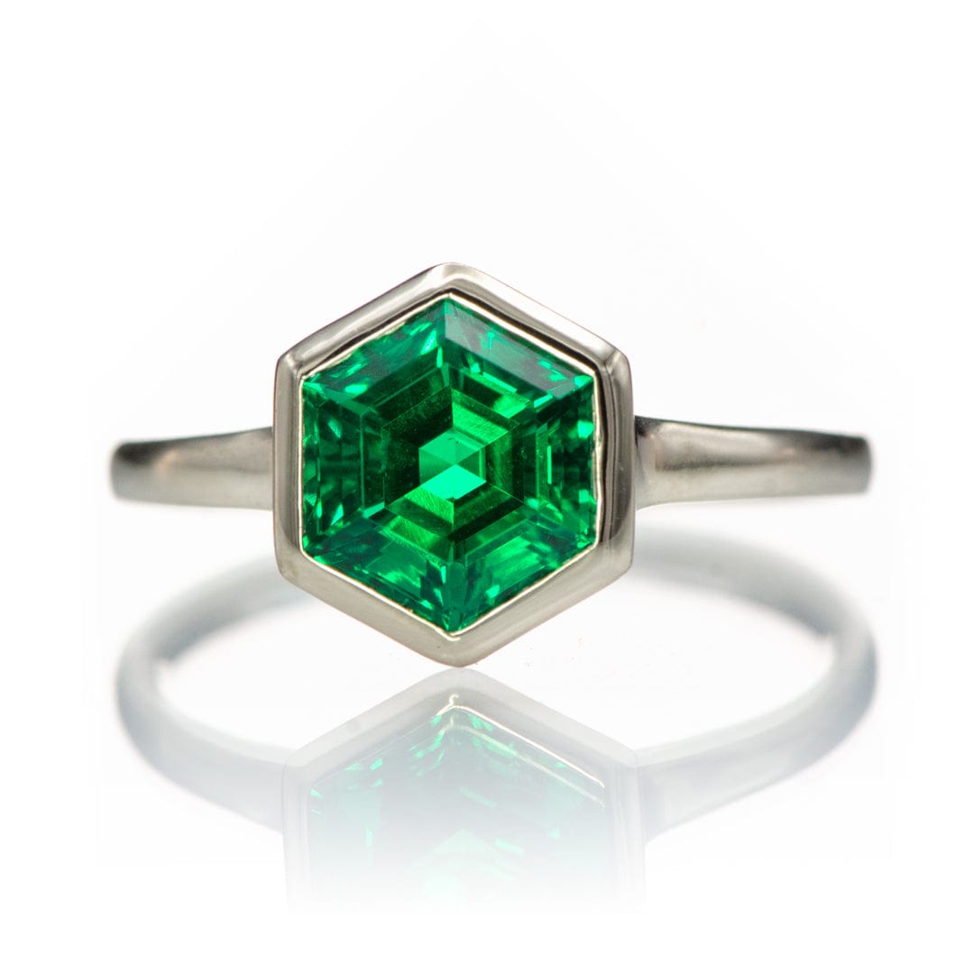 Hexagon Cut Lab Created Emerald Gemstone Loose Gemstone by Nodeform