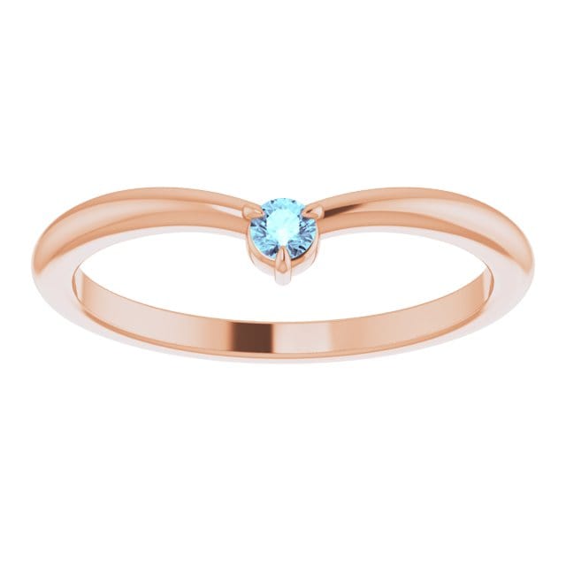 Velma Band - Diamond, Moissanite or Sapphire V-Shape Contoured Stacking Wedding Ring Aqua Blue Diamond SI / 14k Rose Gold Ring by Nodeform