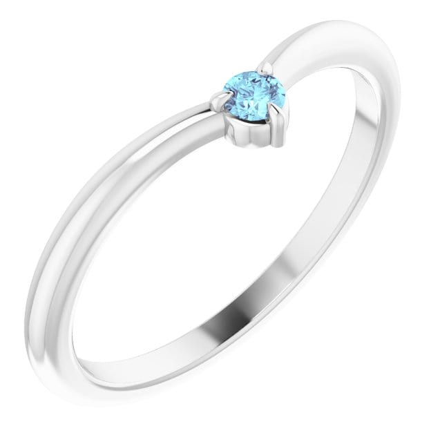 Velma Band - Diamond, Moissanite or Sapphire V-Shape Contoured Stacking Wedding Ring Aqua Blue Diamond SI / Sterling Silver Ring by Nodeform
