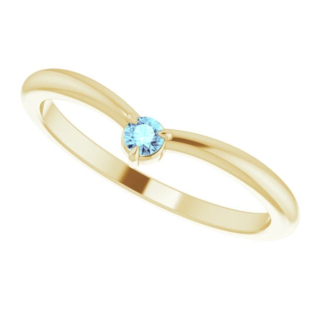 Velma Band - Diamond, Moissanite or Sapphire V-Shape Contoured Stacking Wedding Ring Aqua Blue Diamond SI / 14K Yellow Gold Ring by Nodeform