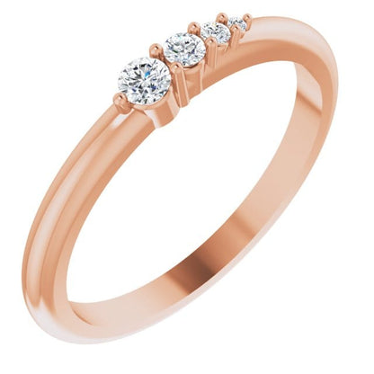 Gabrielle Band - Gradient Diamonds Stacking Wedding Anniversary Ring 14k Rose Gold Ring by Nodeform