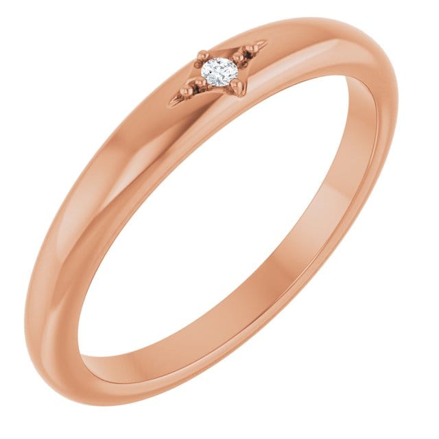 Beatrix Band- Accented Bead Set Diamond Anniversary Stacking Ring 10k Rose Gold Ring Ready To Ship by Nodeform