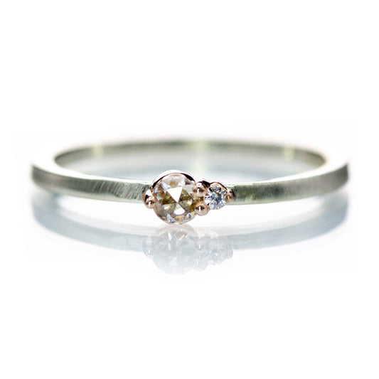 Accented Rose Cut Moissanite 14k Gold & Sterling Silver Stacking Ring Ring by Nodeform