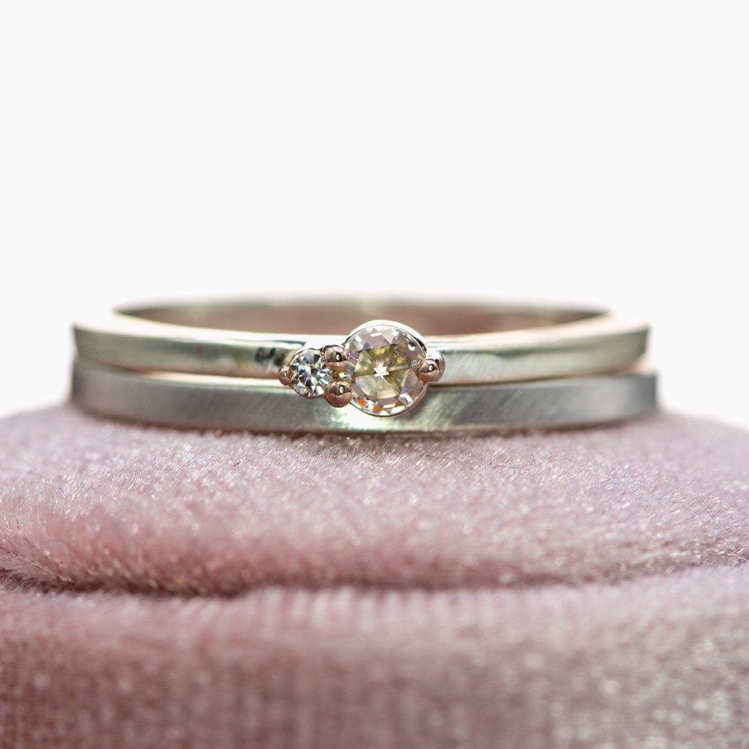 Accented Rose Cut Moissanite 14k Gold & Sterling Silver Stacking Ring Ring by Nodeform