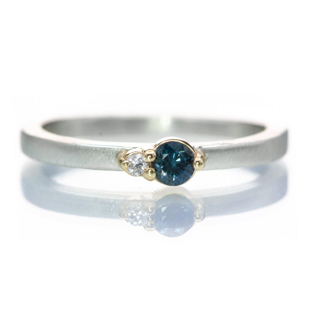 Diamond Accented Blue Sapphire 14k Gold & Sterling Silver Stacking Ring Ring Ready To Ship by Nodeform