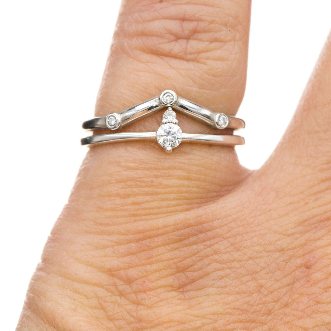 Accented Moissanite Sterling Silver Stacking Ring, Ready to Ship Ring Ready To Ship by Nodeform