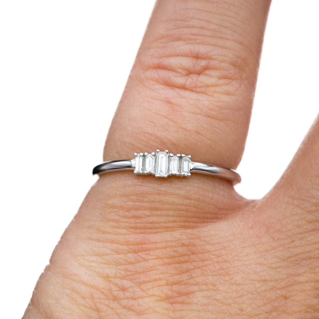 Cluster Ring with Assemblage of Needle Baguette Diamonds - the