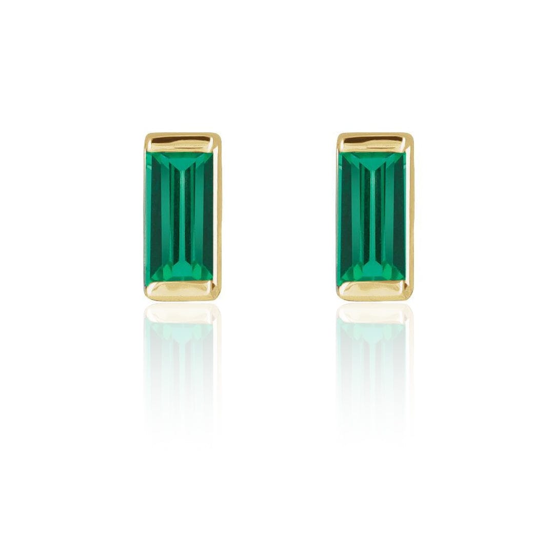 Channel-set Emerald Baguette Gold or Platinum Stud Earrings – Nodeform