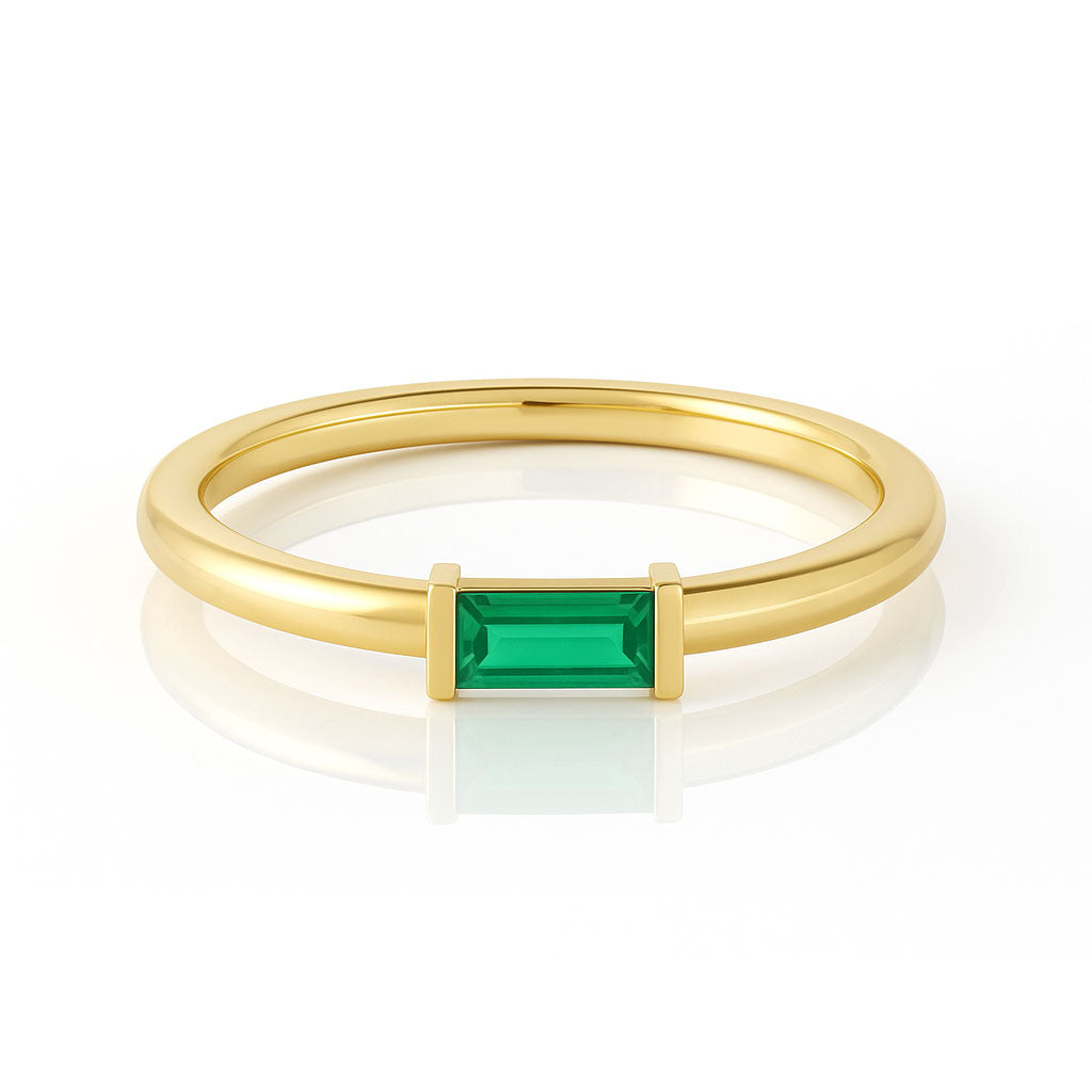 Stacking Solitaire Rings Baguette Emerald Stacking Solitaire Promise or Anniversary Ring – Nodeform