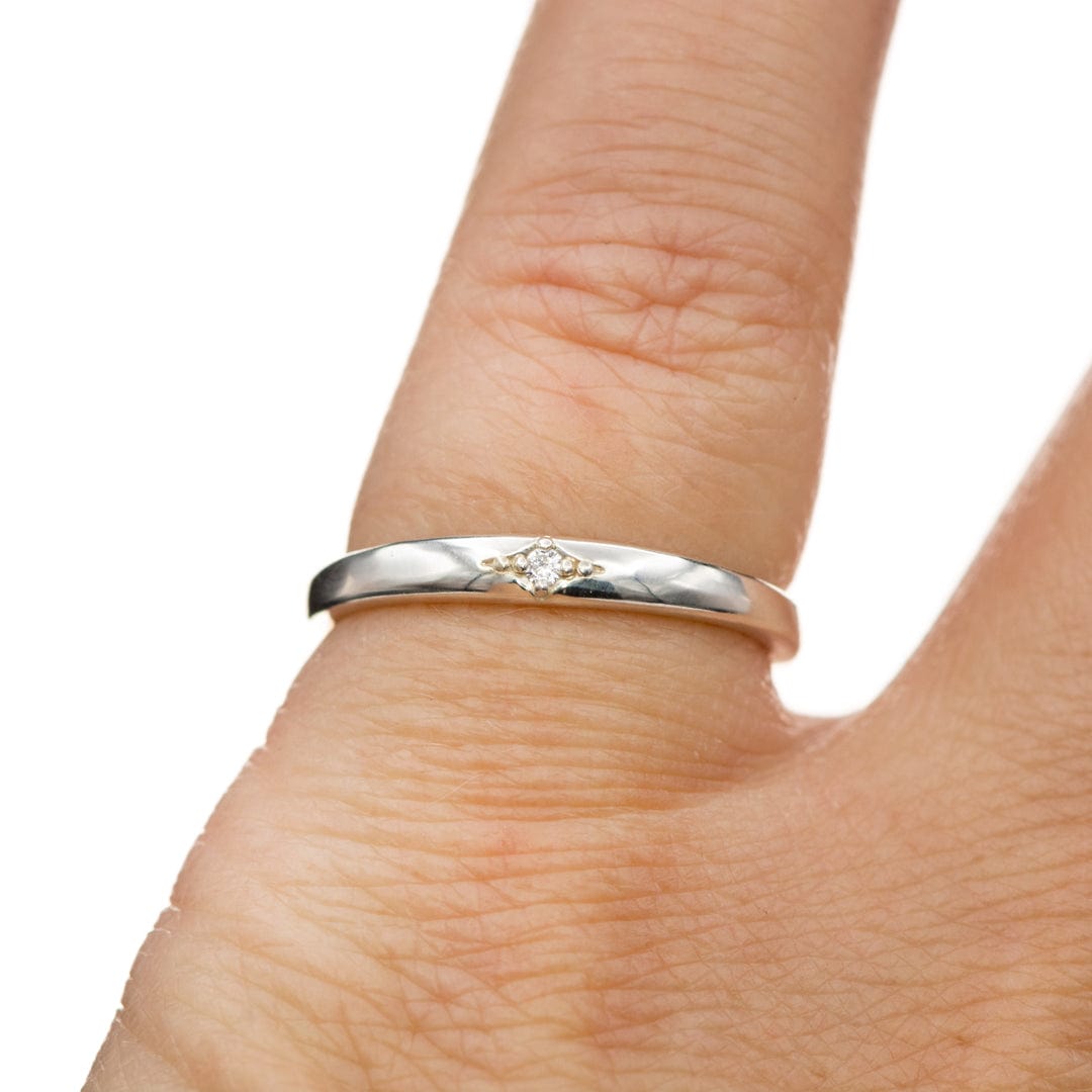 Beatrix Band- Accented Bead Set Diamond Sterling Silver Stacking Ring Ring by Nodeform