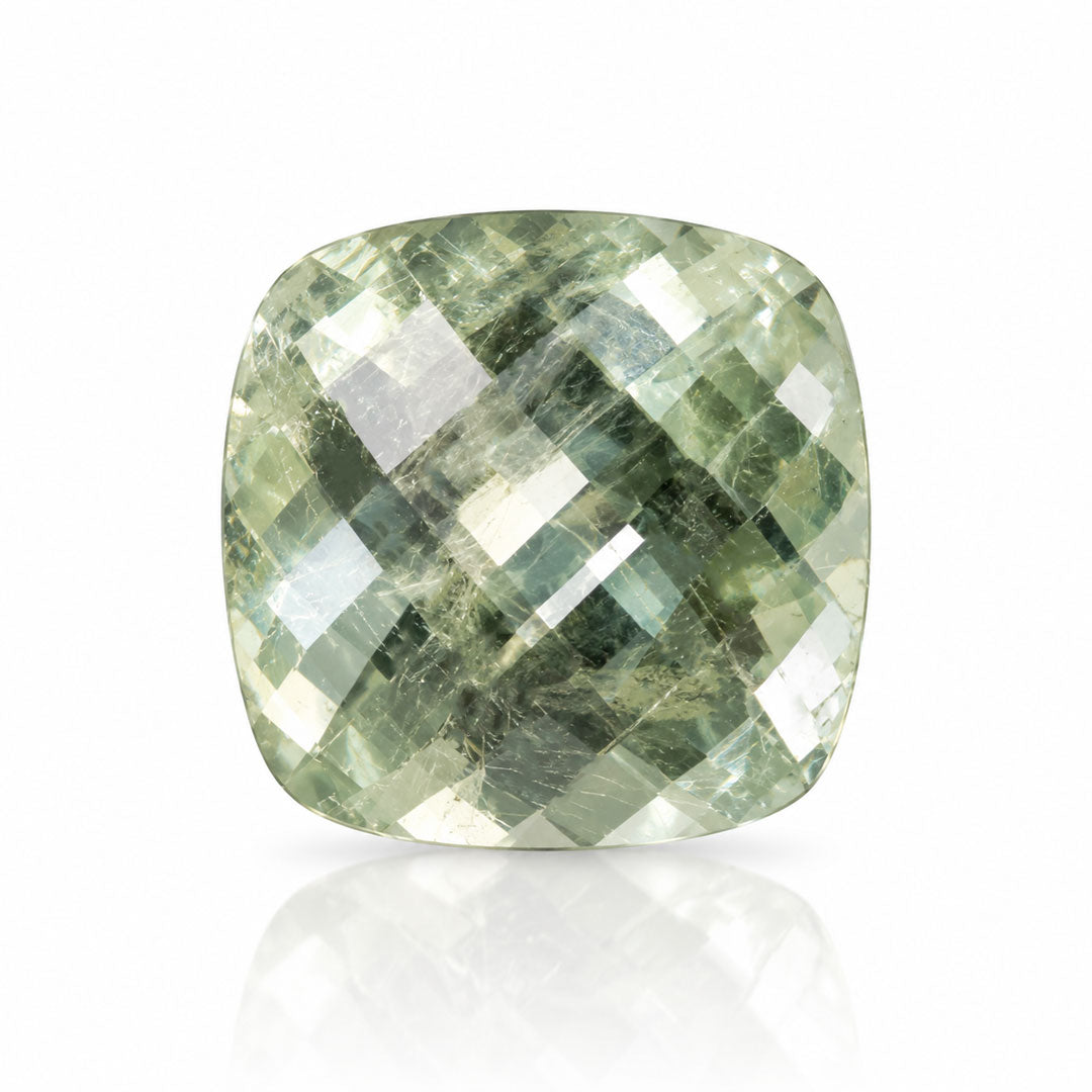 Cushion Cut Checkerboard Green 6mm/1.26ct Malawi Sapphire Loose Gemstone