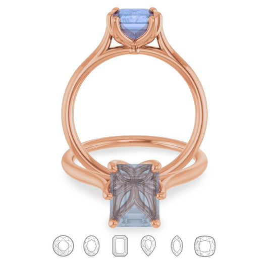 Dahlia - Six Prong Set Narrow Cathedral Solitaire Engagement Ring - Setting only