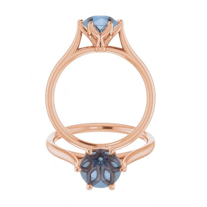 Dahlia - Six Prong Set Narrow Cathedral Solitaire Engagement Ring - Setting only 14k Rose Gold Ring Setting by Nodeform