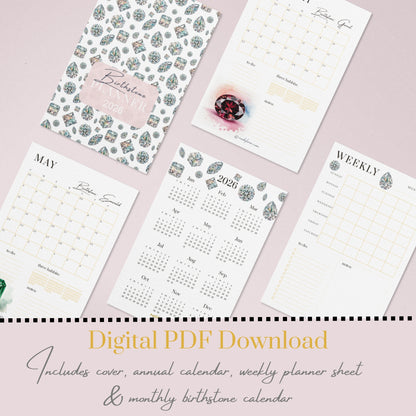 Digital Birthstone Calendar 2026 by Nodeform