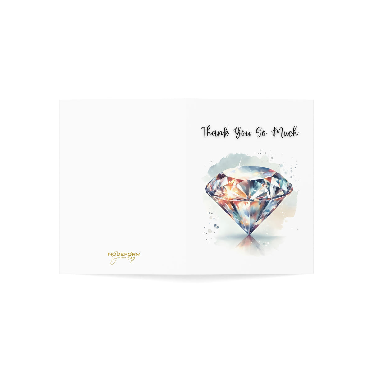 Flatlay Card with a diamond illustration and 'Thank You So Much' text on a white background